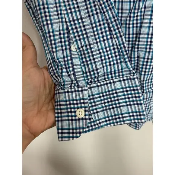 Billy Reid Mens Medium Standard Cut Button Down Blue Multi Plaid Shirt Italy - Picture 6 of 12